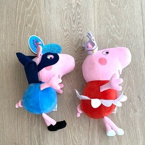 Peppa Pig and Gorge Plush Toys in Blue and Pink Large Size